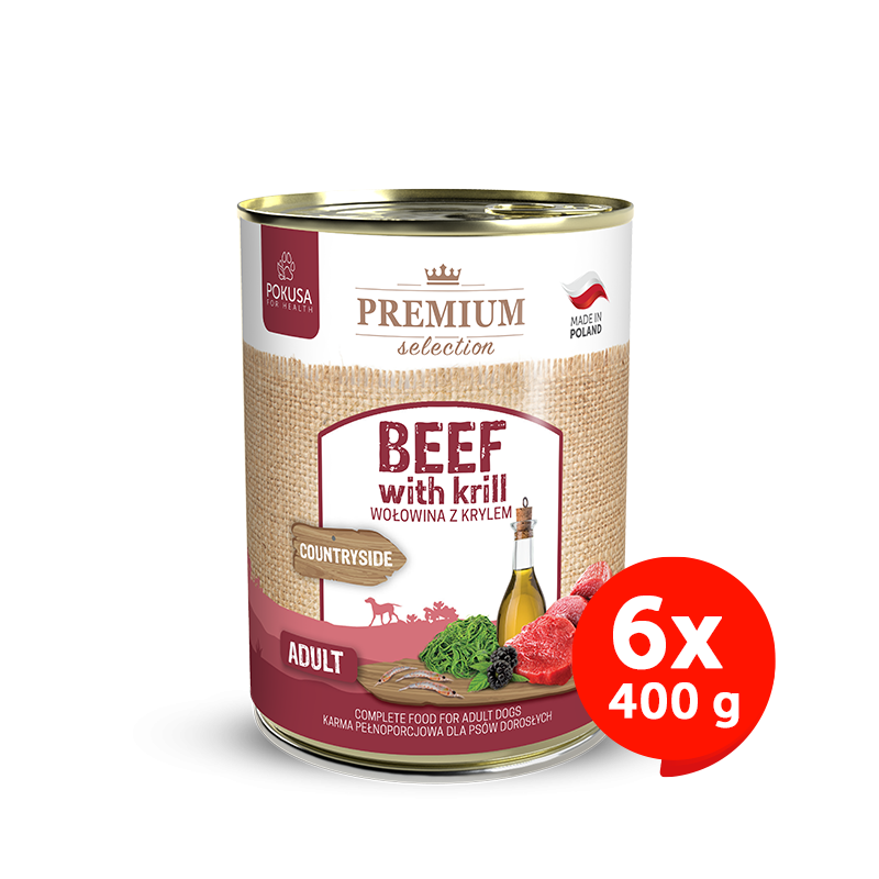 Premium Selection - wołowina z krylem - karma mokra