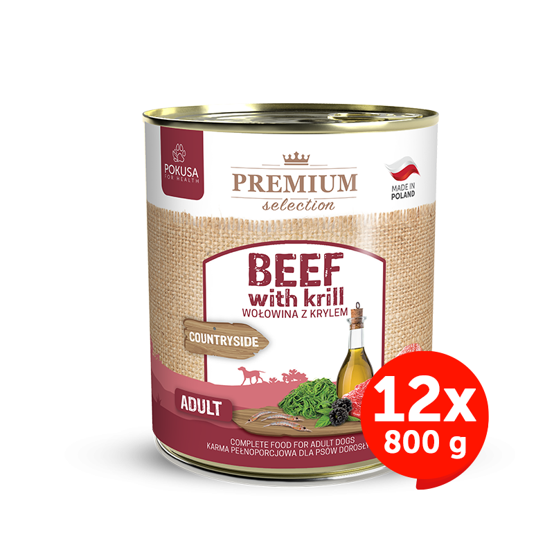 Premium Selection - wołowina z krylem - karma mokra