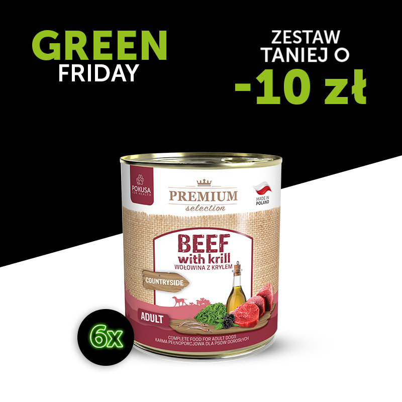 GreenFriday: Premium Selection - wołowina z krylem - karma mokra dla psów dorosłych