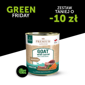 GreenFridey: Premium Selection - koza z marchewką - karma mokra dla psów dorosłych 6x800 g